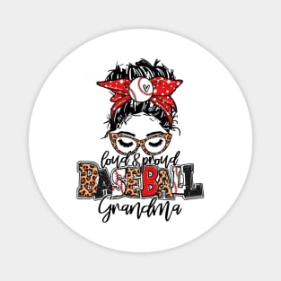 Baseball Grandma Messy Bun   Leopard Baseball Grandma Magnet